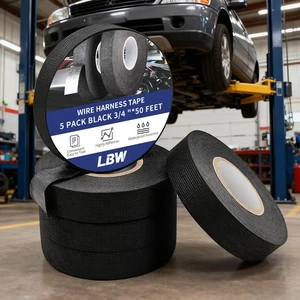 5 Rolls 3/4"x50FT Cloth Wiring Harness Tape - Self-Adhesive Insulation +16 - Picture 1 of 11