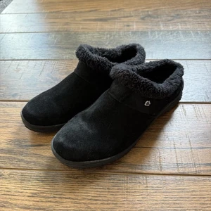 Minnetonka 69480 Women’s Size 11M Black Suede Faux Fur Slip-On Clog Slippers - Picture 1 of 7