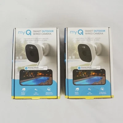 myQ Smart Outdoor Wired Camera Full HD 1080p & Motion Detection Lot of 2 - Image 1 of 4