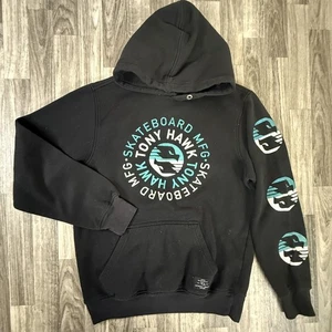 Tony Hawk MFG Sudadera con Capucha Negra Monopatín Logo Gráfico Pullover Sudadera M - Imagen 1 de 7