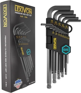 Allen Wrench Set 13-Piece Premium SAE Hex Keys L-Shaped Long Arm Ball End Des... - Picture 1 of 1