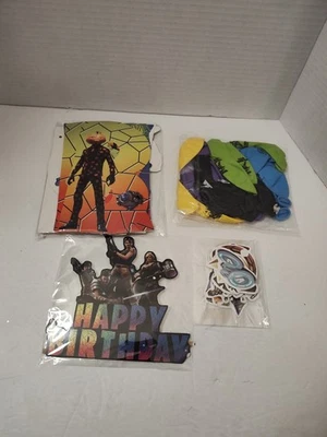 37 Pieces Fortnite Party Decorations Balloons Banner Cupcake Decor - Image 1 of 4