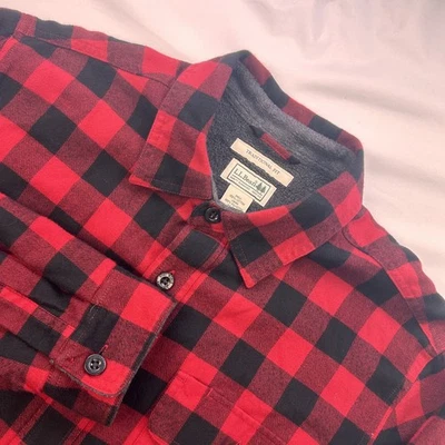 L.L. Bean Men Red Black Buffalo Plaid Flannel Quilted Jacket M NWoT - Image 1 of 4