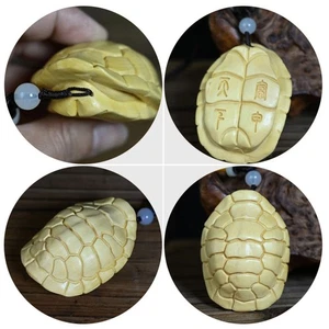 Wood Carved Handheld Pieces Men Women Turtle Ornament Decor for Office - Picture 1 of 12