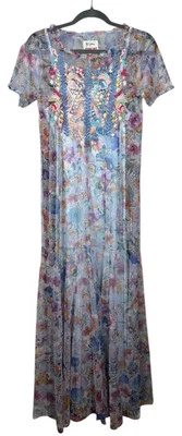 Vestido Johnny Was M Flora Bailarina Malla Mujer Floral Bordado Sin Mangas Maxi $328 Foto 1 de 4