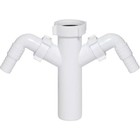 Drain Waste Trap Pipe Connector 1 1/2" BSP x 40mm with Double Dishwasher Input