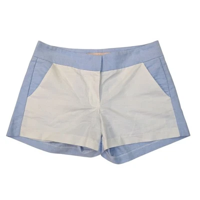 Shorts chino Anthropologie Hutch branco e azul color block frente plana tamanho 6 - Imagem 1 de 4