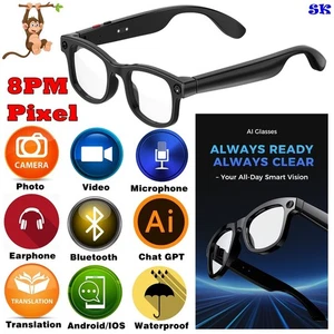 1Psc Nuevas Gafas Inteligentes Inteligentes AI Bluetooth Llamadas Gafas Grabación Videos Auriculares - Imagen 1 de 19
