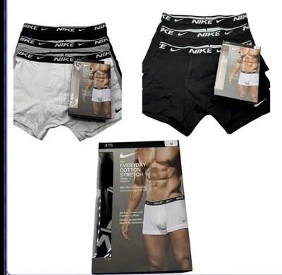 Nike Men’s 3 Pack Cotton Stretch Trunks Black Boxer Briefs Underwear Sizes M-XL - Image 1 of 4