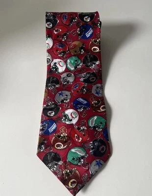 Equipo NFL Vintage Corbata Logo Equipo de Fútbol Cascos Hombre Corbata Roja 56” Foto 1 de 4