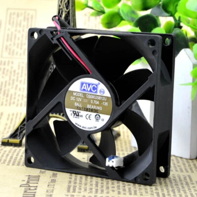 2pcs AVC DS08025B12U 80mm 8025 DC 12V 0.70A 2 wire dual ball bearing cooling fan - Image 1 of 2