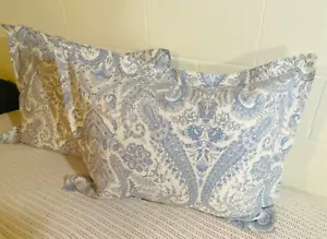 RALPH LAUREN Blue Paisley 2 Standard Pillow Sham 100% Cotton - Picture 1 of 12