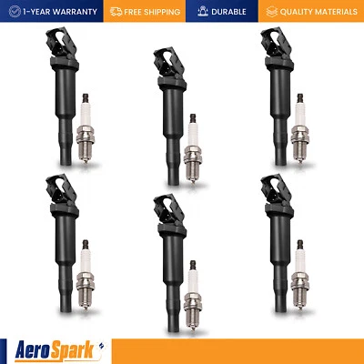 6 件点火线圈和 6X 白金火花塞适合宝马 X5 X3 2004-2006 3.0L l6 UF592 — 第 1/4 张图片