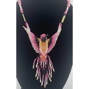 Collana perle colibrì oro rosa Shane Andrews nativi americani Oglala Lakota - Foto 1 di 7