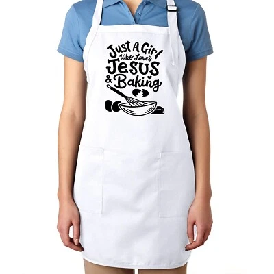 Just A Girl Who Loves Jesus & Delantal para hornear largo divertido regalo Christian Baker Foto 1 de 2