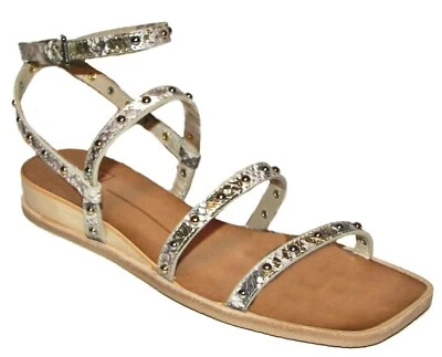 DOLCE VITA Rozie Snake Embossed Studs Ankle Wrap Flat Sandals 8B   - Image 1 of 4