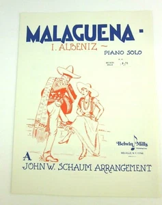 Malaguena I. Albeniz Piano Solo Sheet Music Schaum Arrangement 1946 - Picture 1 of 4