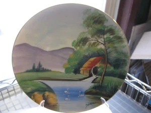 Vintage Hitomi dekorativer Teller Schale handbemalt 10-1/4" Osaka Japan - Bild 1 von 8