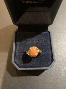 Vintage 14K Yellow Gold Angel Skin Coral Stone Ring Size: 6 - Picture 1 of 7