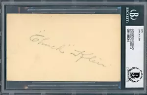 Carta indice 3x5 firmata Chuck Klein Beckett - Foto 1 di 2