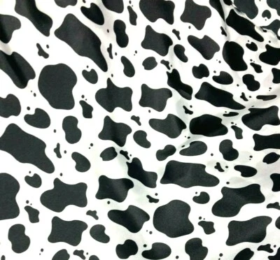 Animal Vaca Dálmata Estampado MUY BRILLANTE SATINADO 100% Poliéster Tela 60 AÑOS Foto 1 de 4