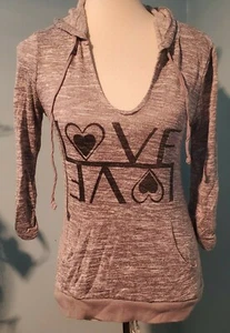 NO BOUNDRIES GRAY PULLOVER TOP WITH LOVE ON FRONT-SZ M (7-9) - Picture 1 of 1