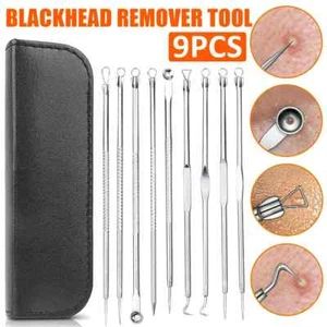 9pcs Pimple Popper Tool Blackhead Remover Kit Spot Acne Comedone Extractor Set - Picture 1 of 12