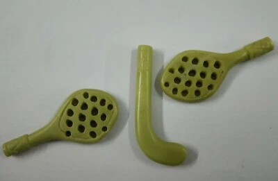 Serpentine Carving Figure Racket Pair And Hockey 3 Pc. 77 Cts Natural Gemstone  - Image 1 of 4