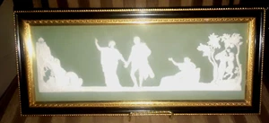 VTG WEDGWOOD SAGE GREEN Jasperware CHOICE OF HERCULES Romance Framed PLAQUE☆XLNT - Picture 1 of 12