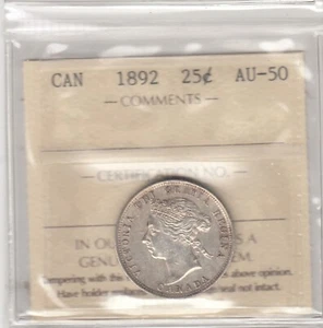1892 Canada Twenty Five Cents - ICCS AU-50 - Picture 1 of 4