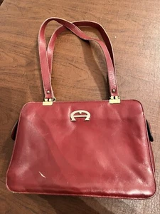 Vintage 70s (?) ETIENNE AIGNER large leather shoulder bag handbag purse oxblood - Picture 1 of 10
