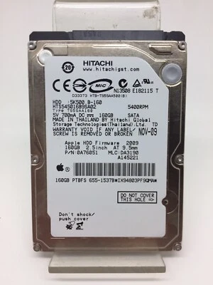 Disque Dur Interne hitachi 160Go Modèle HTS545016B9SA02 d'Occasion !!! - Photo 1/4