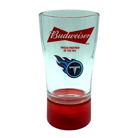 Budweiser Touchdown Glass Tennessee Titans NFL Drinking Tumbler Barware Cover