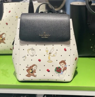 Kate Spade X Disney Beauty and the Beast Medium Leather Flap Backpack Bag - Image 1 of 4