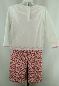 M&S Girls 2 Piece Pink Floral Long Sleeve Top Pants Outfit Set Size 5-6 Yrs - Picture 1 of 8