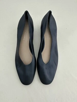 LOEFFLER RANDALL 蓝色褶皱柔软皮革粗跟高跟鞋女式 10.5B 码 — 第 1/4 张图片