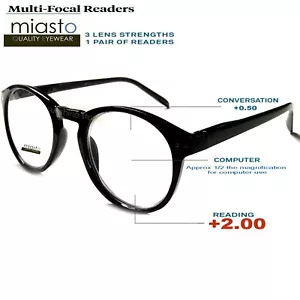 GAFAS DE LECTURA LECTORA DE COMPUTADORA MIASTO MULTIFOCAL (SIN LÍNEA BIFOCAL) +2.00 NEGRAS - Imagen 1 de 2