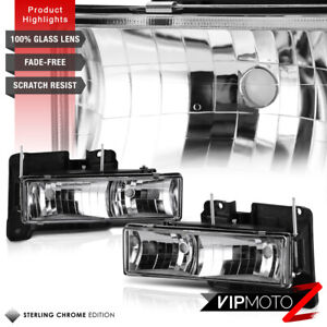 [GLASS LENS]Euro Clear Composite Headlights For 88-98 GMC C/K 1500 2500 3500