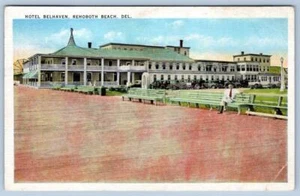1937 REHOBOTH BEACH DELAWARE HOTEL BELHAVEN NORIA PASEO MARÍTIMO POSTAL - Imagen 1 de 2