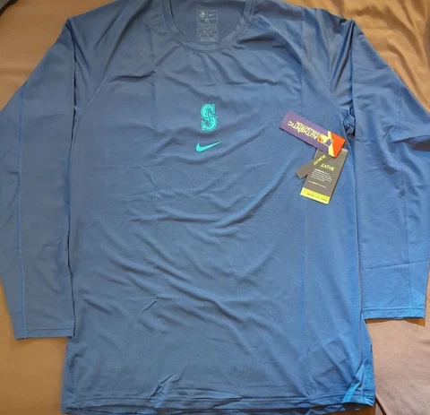 Seattle Mariners Nike Dri-Fit Long Sleeve Shirt Mens Navy New w/Tag +Bag S-M-L-X Cover