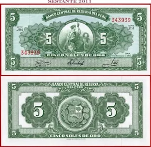 PERÚ' 5 SOLES DE ORO 18 11 1966 P 83 SIN CIRCULAR envío gratuito desde 100$ - Imagen 1 de 3