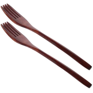 Natural Wooden Fork Set 2Pcs for Mixing Salad Cooking Eco-Friendly Use - Picture 1 of 12