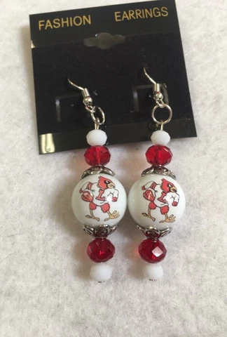 UNIVERSITY LOUISVILLE CARDINALS EARRINGS GLASS BEADED COLLEGE NCAA ORNAMENT Cover