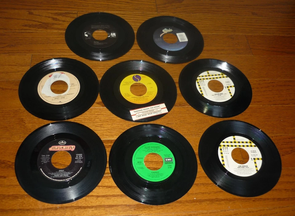 Lot of 9 vintage 45 RPM records Tears For Fear, Andy Gibb, Sting, Supertramp ++ Foto 1 de 1