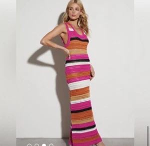 Vici striped knit dress or wear as a swim coverup dress NEW  by Lumiere Re $79 L - Picture 1 of 11