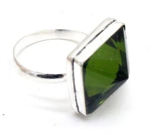 925 Sterling Silver Green Peridot Gemstone Handmade Jewelry Ring (US) Size-9" - Picture 1 of 7