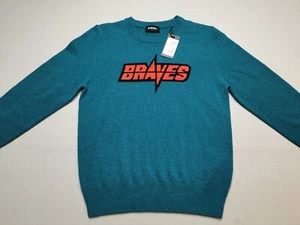 DIESEL Boys Age 8 Wool & Cashmere Blend Braves Jumper (BNWT) Aqua Green Orange - Picture 1 of 14
