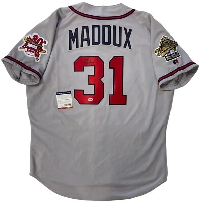 GREG MADDUX SIGNED AUTHENTIC 1995 ATLANTA BRAVES WORLD SERIES JERSEY PSA COA 48 - Image 1 of 4