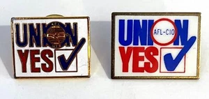 Lot 2 UNION YES Logo Pin Back Button Lapel AFL STUDENT OPEIU Vintage NEW - Picture 1 of 3