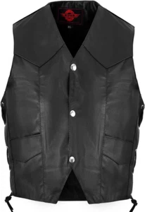 Kids Motorcycle Vest Black Leather lined Adjustable sides for ages 4 to 5 - Picture 1 of 6